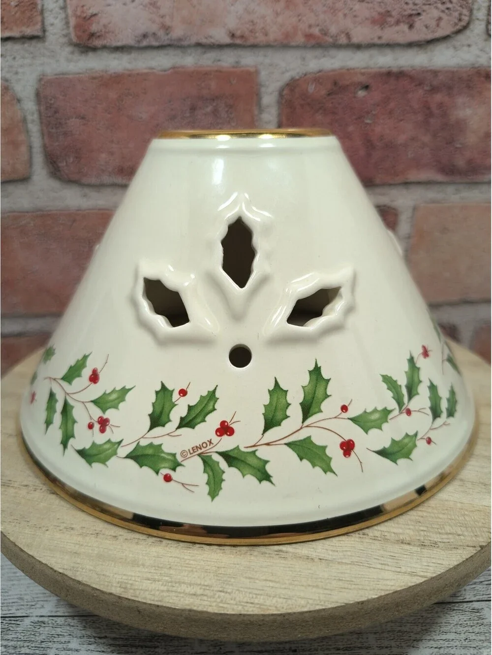 Lenox Dimension Collection Large Holiday Holly Berries Votive Candle Lamp Shade